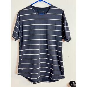 BYLT Drop Cut Navy Blue/White Striped Shirt Size Large Women's Workout Top